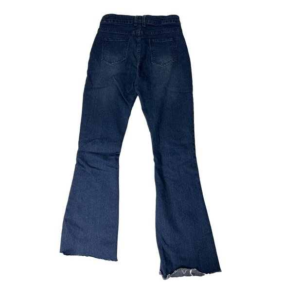 Pantete Jeans Women's M Flare Double Button Comfy Western Casual Trending - Picture 4 of 6